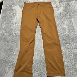 Prana Brion Pants Mens 33 (34x31) Brown Slim Stretch Nylon Hiking Outdoor